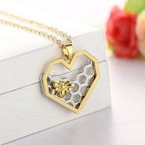 3 For $13 Honeycomb Bee Pendant Yellow Gold Tone
